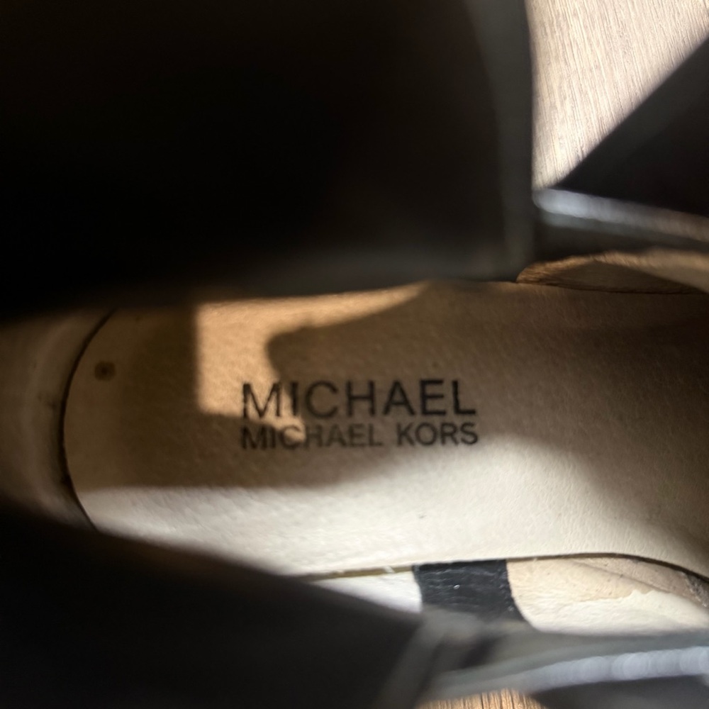 Michael Kors Salem Black Leather Leopard Haircalf Panel Buckle Ankle Booties 6.5 - Picture 8 of 17